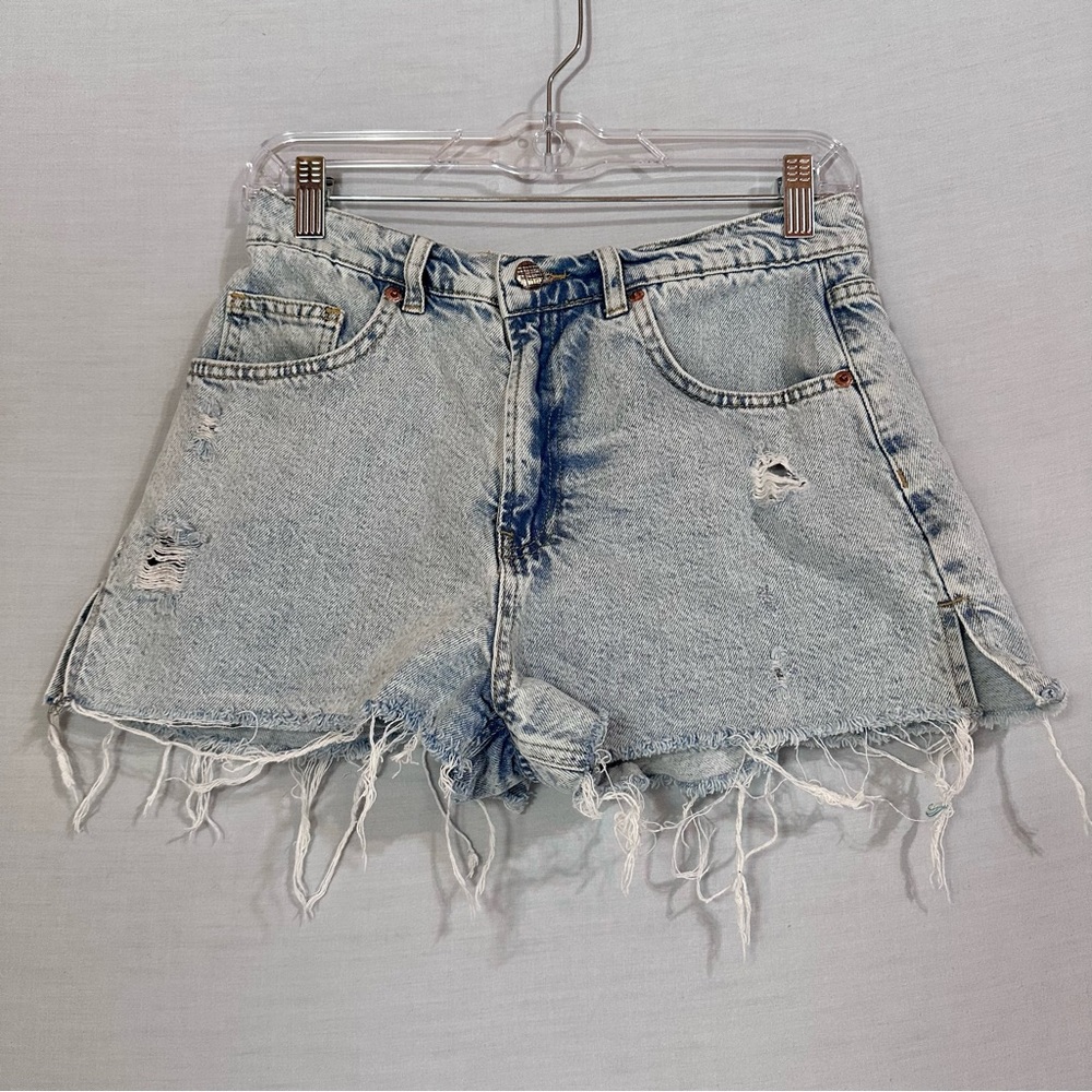 Kittenish Light Wash Distressed Jean Shorts 28